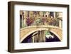 Venice, Italy. A Bridge with Flowers Buquet over a Narrow Canal among Old Venetian Architecture. Vi-Michal Bednarek-Framed Photographic Print