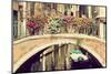 Venice, Italy. A Bridge with Flowers Buquet over a Narrow Canal among Old Venetian Architecture. Vi-Michal Bednarek-Mounted Photographic Print