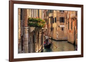 Venice, Italy. A Romantic Gondola Floats on a Narrow Canal among Old Venetian Architecture-Michal Bednarek-Framed Photographic Print