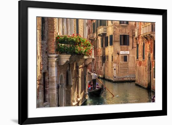 Venice, Italy. A Romantic Gondola Floats on a Narrow Canal among Old Venetian Architecture-Michal Bednarek-Framed Photographic Print