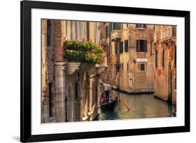 Venice, Italy. A Romantic Gondola Floats on a Narrow Canal among Old Venetian Architecture-Michal Bednarek-Framed Photographic Print