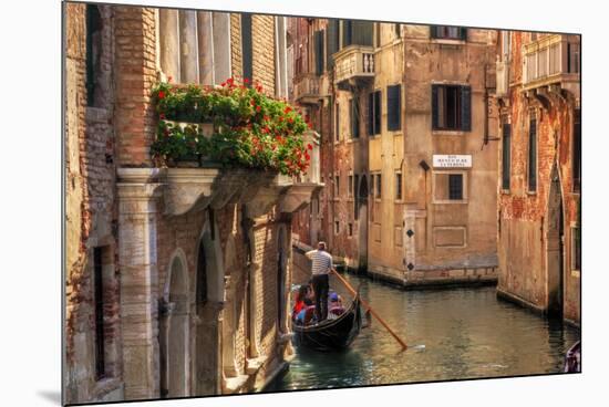 Venice, Italy. A Romantic Gondola Floats on a Narrow Canal among Old Venetian Architecture-Michal Bednarek-Mounted Photographic Print