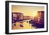 Venice, Italy. Gondolas on Grand Canal, Italian Canal Grande at Gold Sunset. View from Rialto Bridg-Michal Bednarek-Framed Photographic Print