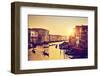 Venice, Italy. Gondolas on Grand Canal, Italian Canal Grande at Gold Sunset. View from Rialto Bridg-Michal Bednarek-Framed Photographic Print