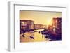 Venice, Italy. Gondolas on Grand Canal, Italian Canal Grande at Gold Sunset. View from Rialto Bridg-Michal Bednarek-Framed Photographic Print
