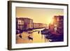 Venice, Italy. Gondolas on Grand Canal, Italian Canal Grande at Gold Sunset. View from Rialto Bridg-Michal Bednarek-Framed Photographic Print