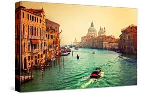 Venice, Italy. Grand Canal and Basilica Santa Maria Della Salute at Sunset. View from Ponte Dell Ac-Michal Bednarek-Stretched Canvas