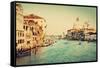 Venice, Italy. Grand Canal and Basilica Santa Maria Della Salute in the Afternoon. Vintage, Retro S-Michal Bednarek-Framed Stretched Canvas
