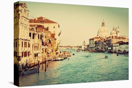 Venice, Italy. Grand Canal and Basilica Santa Maria Della Salute in the Afternoon. Vintage, Retro S-Michal Bednarek-Stretched Canvas