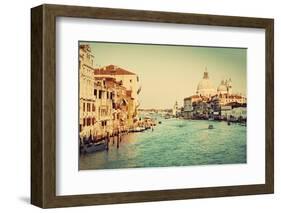 Venice, Italy. Grand Canal and Basilica Santa Maria Della Salute in the Afternoon. Vintage, Retro S-Michal Bednarek-Framed Photographic Print