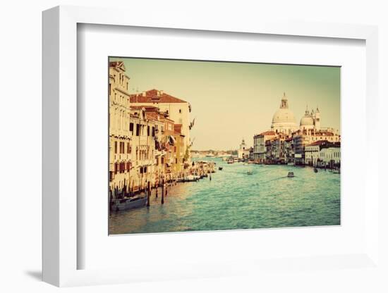 Venice, Italy. Grand Canal and Basilica Santa Maria Della Salute in the Afternoon. Vintage, Retro S-Michal Bednarek-Framed Photographic Print