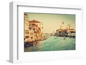 Venice, Italy. Grand Canal and Basilica Santa Maria Della Salute in the Afternoon. Vintage, Retro S-Michal Bednarek-Framed Photographic Print