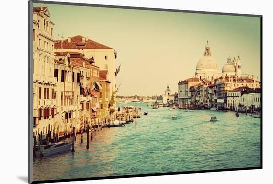 Venice, Italy. Grand Canal and Basilica Santa Maria Della Salute in the Afternoon. Vintage, Retro S-Michal Bednarek-Mounted Photographic Print