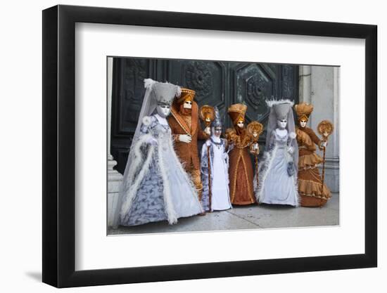 Venice, Italy. Mask and Costumes at Carnival Gathering-Darrell Gulin-Framed Photographic Print