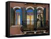 Venice, Italy. Mask and Costumes at Carnival on Balcony-Darrell Gulin-Framed Stretched Canvas