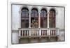 Venice, Italy. Mask and Costumes at Carnival on Balcony-Darrell Gulin-Framed Photographic Print