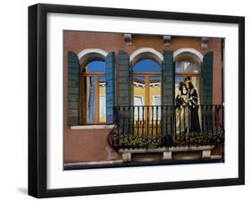 Venice, Italy. Mask and Costumes at Carnival on Balcony-Darrell Gulin-Framed Photographic Print