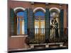 Venice, Italy. Mask and Costumes at Carnival on Balcony-Darrell Gulin-Mounted Photographic Print