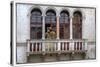 Venice, Italy. Mask and Costumes at Carnival on Balcony-Darrell Gulin-Stretched Canvas