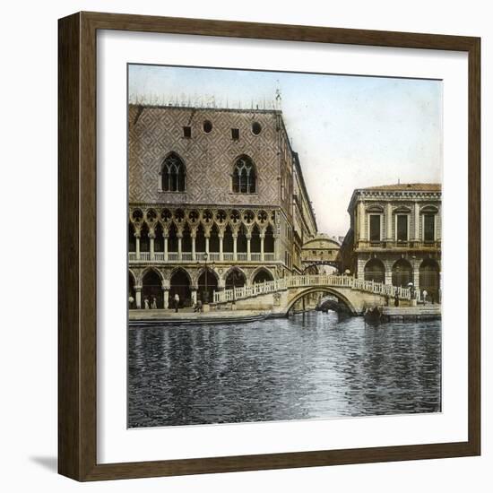 Venice (Italy), Ponte Della Paglia and Sighs, Circa 1895-Leon, Levy et Fils-Framed Photographic Print