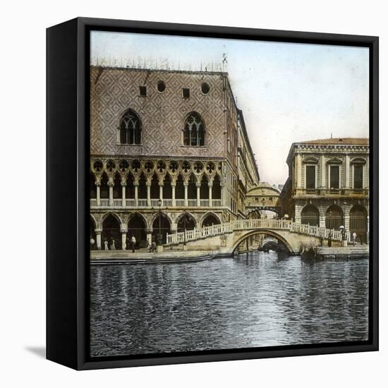 Venice (Italy), Ponte Della Paglia and Sighs, Circa 1895-Leon, Levy et Fils-Framed Stretched Canvas