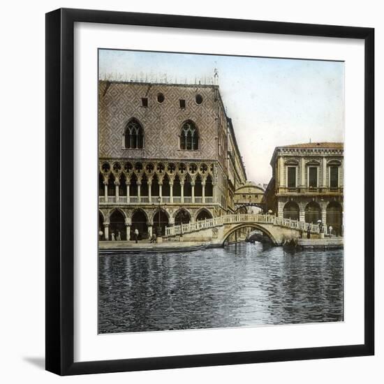 Venice (Italy), Ponte Della Paglia and Sighs, Circa 1895-Leon, Levy et Fils-Framed Premium Photographic Print