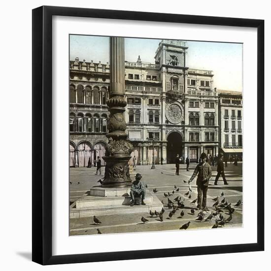 Venice (Italy), the Clock (1496) on the Piazzetta, Circa 1890-1895-Leon, Levy et Fils-Framed Photographic Print