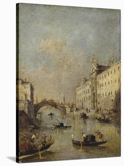 Venice or Rio Dei Mendicanti with Gondolas, 1780-99-Francesco Guardi-Stretched Canvas