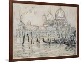 Venice Or, the Gondolas, 1908 (Black Chalk and W/C on Paper)-Paul Signac-Framed Giclee Print