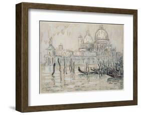 Venice Or, the Gondolas, 1908 (Black Chalk and W/C on Paper)-Paul Signac-Framed Giclee Print