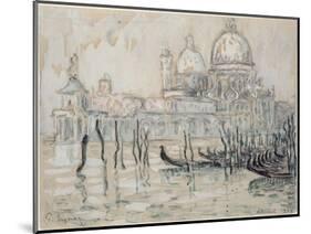 Venice Or, the Gondolas, 1908 (Black Chalk and W/C on Paper)-Paul Signac-Mounted Giclee Print