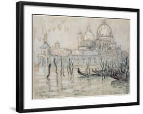 Venice Or, the Gondolas, 1908 (Black Chalk and W/C on Paper)-Paul Signac-Framed Giclee Print