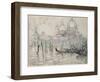 Venice Or, the Gondolas, 1908 (Black Chalk and W/C on Paper)-Paul Signac-Framed Premium Giclee Print