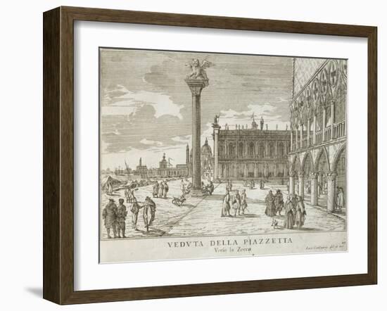 Venice, Piazza San Marco Going Towards the Mint-Luca Carlevaris-Framed Giclee Print