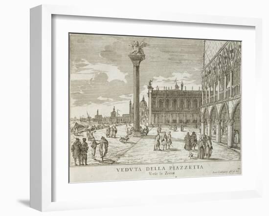 Venice, Piazza San Marco Going Towards the Mint-Luca Carlevaris-Framed Giclee Print