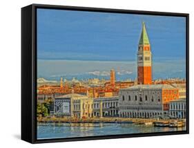 Venice San Marco with Snowcovered Alps II-Markus Bleichner-Framed Stretched Canvas