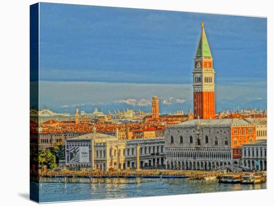 Venice San Marco with Snowcovered Alps II-Markus Bleichner-Stretched Canvas