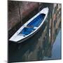 Venice Sense of Place. Blue and White Boat on Canal-Mike Burton-Mounted Photographic Print