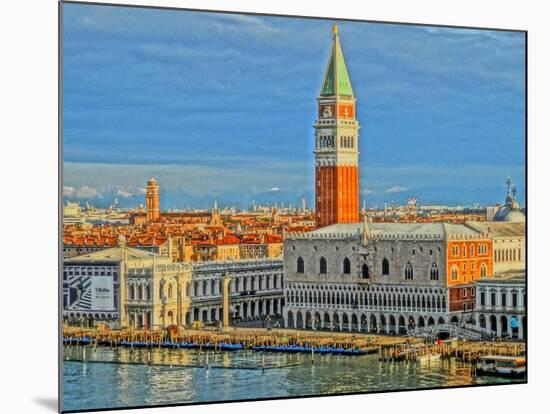 Venice Serenissima with St Mark Square and Alps-Markus Bleichner-Mounted Art Print