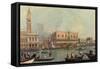 Venice, Showing Doge's Palace and Saint Mark's Square, Italy-Canaletto-Framed Stretched Canvas