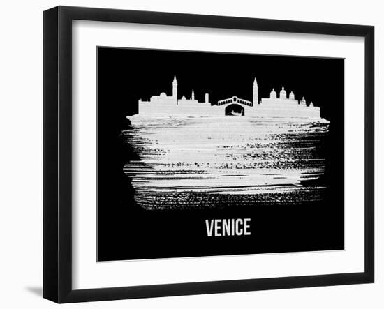 Venice Skyline Brush Stroke - White-NaxArt-Framed Art Print