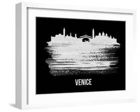 Venice Skyline Brush Stroke - White-NaxArt-Framed Art Print