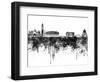 Venice Skyline in Black Watercolor-paulrommer-Framed Art Print