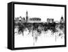 Venice Skyline in Black Watercolor-paulrommer-Framed Stretched Canvas