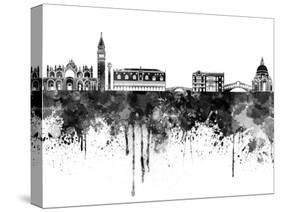 Venice Skyline in Black Watercolor-paulrommer-Stretched Canvas