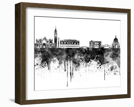 Venice Skyline in Black Watercolor-paulrommer-Framed Art Print