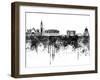 Venice Skyline in Black Watercolor-paulrommer-Framed Art Print