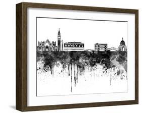 Venice Skyline in Black Watercolor-paulrommer-Framed Art Print