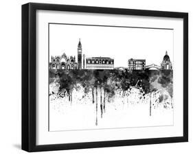 Venice Skyline in Black Watercolor-paulrommer-Framed Art Print