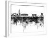 Venice Skyline in Black Watercolor-paulrommer-Framed Art Print